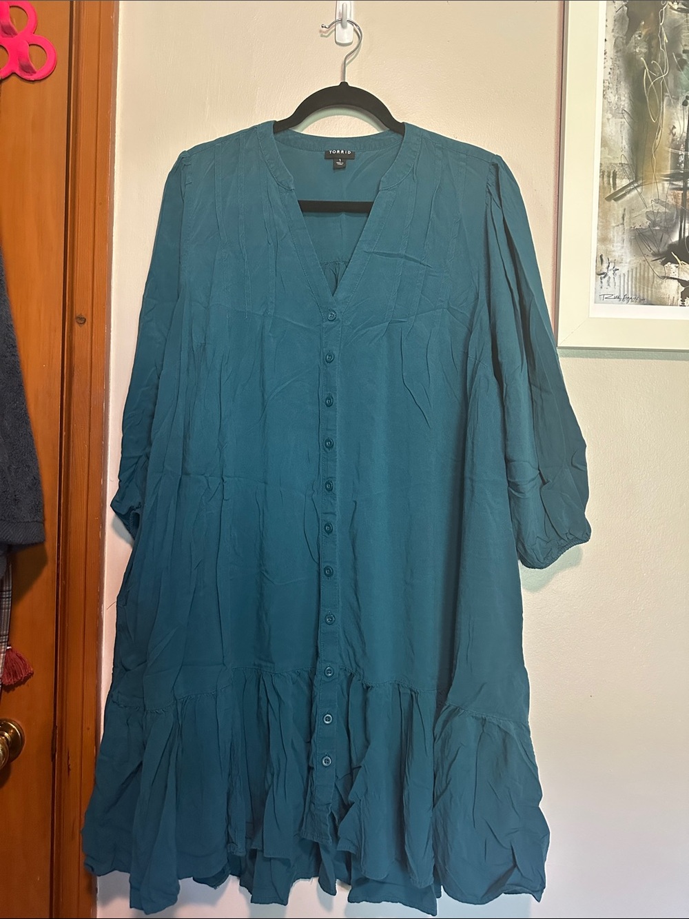 torrid Teal Button-Front Midi Dress